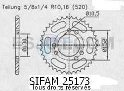 Product image: Sifam - 25173CZ45 - Chain wheel rear Cagiva 600 Canyon 96-   Type 520/Z45  0