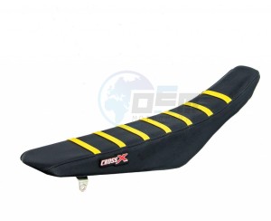 Product image: Crossx - M315-3BBY - Saddle Cover SUZUKI RM 125 01-07 RM 250 01-09 TOP BLACK- SIDE BLACK-STRIPES YELLOW (M315-3BBY) 
