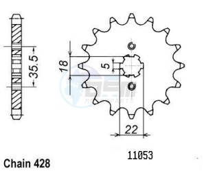 Product image: Esjot - 50-15030-14 - Sprocket TT Yamaha - 428 - 14 Teeth -  Identical to JTF1559 - Made in Germany 