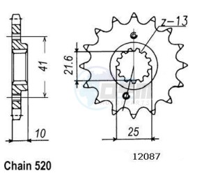 Product image: Esjot - 50-32037-14 - Sprocket Honda 13 CANNELURES - 520 - 14 Teeth -  Identical to JTF308 - Made in Germany 