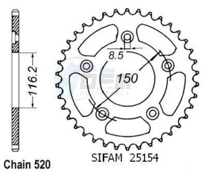 Product image: Esjot - 50-32061-42 - Chainwheel Steel Aprilia - 520 - 42 Teeth- Equal to JTR28 - Made in Germany 
