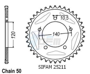 Product image: Esjot - 50-35052-46 - Chainwheel Steel Triumph - 530 - 46 Teeth -  Identical to JTR1797 - Made in Germany 