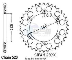 Product image: Sifam - 25090CZ49 - Chain wheel rear Suzuki 125/250 Rm 1983-2004 Type 520/Z49 