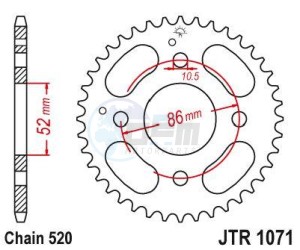 Product image: Esjot - 50-32111-30 - Chainwheel Steel Kymco - 520 - 30 Teeth -  Identical to JTR1071 - Made in Germany 