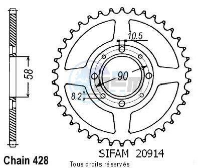 Product image: Sifam - 20914CZ36 - Chain wheel rear Cg 125 98-99   Type 428/Z36  0