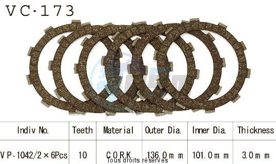 Product image: Kyoto - VC173 - Clutch Plate kit complete Nsr125 R 90-02    0