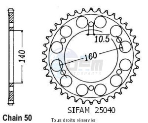 Product image: Sifam - 25040CZ47 - Chain wheel rear Gpx 750 R 86-88   Type 530/Z47 