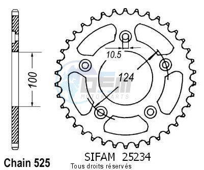 Product image: Sifam - 25234CZ39 - Chain wheel rear Ducati 749 R/S 03-   Type 525/Z39  0