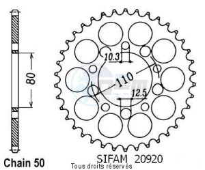 Product image: Sifam - 20920CZ43 - Chain wheel rear Cbr 600 F 87-90 Cbx 550 F 82-86 Type 530/Z43 