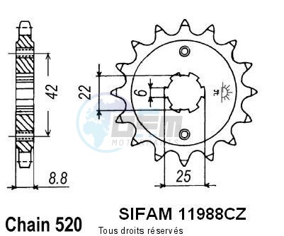 Product image: Sifam - 11988CZ16 - Sprocket Cb 400 N 81-82   11988cz   16 teeth   TYPE : 0  0