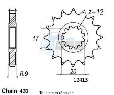 Product image: Sifam - 12415CZ13 - Sprocket Hrd 50 Type 428   12415cz   13 teeth   TYPE : 428  0