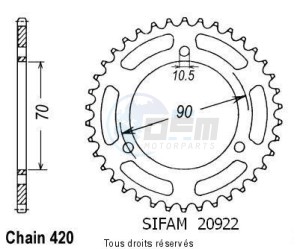 Product image: Sifam - 20922CZ40 - Chain wheel rear Mt 80 S 80-   Type 420/Z40 