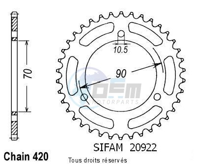 Product image: Sifam - 20922CZ40 - Chain wheel rear Mt 80 S 80-   Type 420/Z40  0