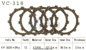 Product image: Kyoto - VC318 - Clutch Plate kit complete Dr 125 S/Se 82-02   