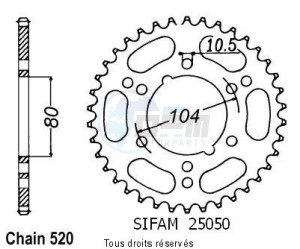 Product image: Sifam - 25050CZ42 - Chain wheel rear Gpz 400 (Ps27) 85-87   Type 520/Z42 