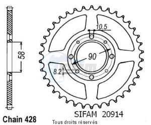 Product image: Sifam - 20914CZ52 - Chain wheel rear Xls/Xr 125 79-87   Type 428/Z52 