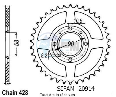 Product image: Sifam - 20914CZ52 - Chain wheel rear Xls/Xr 125 79-87   Type 428/Z52  0