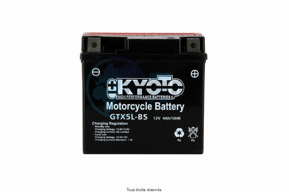 Product image: Kyoto - 712050 - Battery Ytx5l-bs - Ss Entr. Acid L 114mm  W 71mm  H 106mm 12v 4ah Acid 0,27l  1