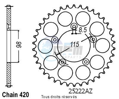 Product image: Sifam - 25222AZ50 - Chain wheel rear KTM Sx60/65 98-02 Type 420/Z50  0
