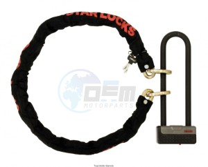 Product image: Star Lock - ROCTW25 - Lock Anti Theft U + Chain Size Lock Anti Theft U : 100 x 290mm Length Chain : 120cm 