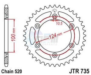 Product image: Esjot - 50-32072-43 - Chainwheel Steel Ducati - 520 - 43 Teeth -  Identical to JTR735 - Made in Germany 