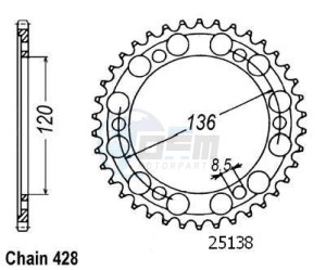 Product image: Esjot - 50-15032-57 - Chainwheel Steel TT - 428 - 57 Teeth - Made in Germany 
