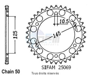 Product image: Sifam - 25069CZ45 - Chain wheel rear Fzr 600 91-93   Type 530/Z45 
