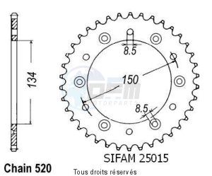 Product image: Sifam - 25015AZ47 - Chain wheel rear Kawasaki 125/250 Kx 1983-2007 Type 520/Z47 