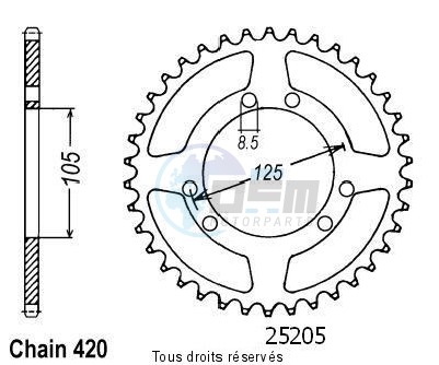 Product image: Sifam - 25205CZ48 - Chain wheel rear Rieju 50 Mrx 00- Chain wheel rear 6 mounting holes Type 420/Z48  0