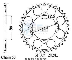 Product image: Sifam - 20241CZ43 - Chain wheel rear Cb 750 Custom 82   Type 530/Z43 