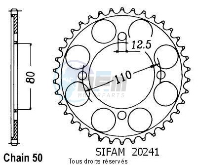 Product image: Sifam - 20241CZ43 - Chain wheel rear Cb 750 Custom 82   Type 530/Z43  0