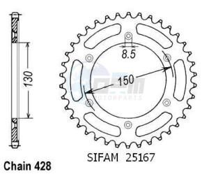 Product image: Esjot - 50-15044-51 - Chainwheel Steel Honda - 428 - 51 Teeth -  Identical to JTR4374 - Made in Germany 