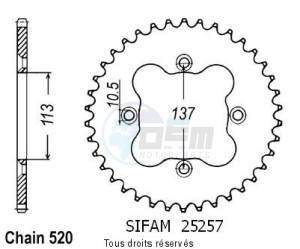 Product image: Sifam - 25257CZ40 - Chain wheel rear LT-Z 400 09 -   Type 520/Z40 