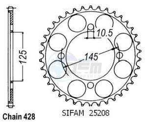 Product image: Esjot - 50-15048-59 - Chainwheel Steel Yamaha - 428 - 59 Teeth -  Identical to JTR1874 - Made in Germany 
