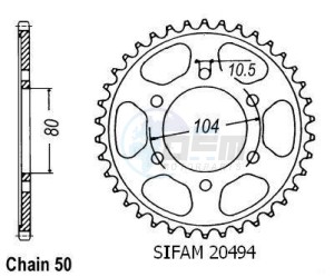 Product image: Esjot - 50-35041-46 - Chainwheel Steel Kawasaki - 530 - 46 Teeth -  Identical to JTR488 - Made in Germany 