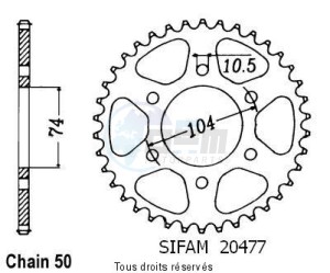 Product image: Sifam - 20477CZ42 - Chain wheel rear Z 400 4 Cyl 80-82   Type 530/Z42 