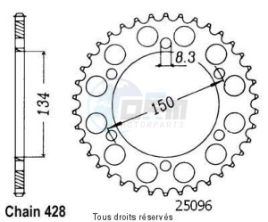 Product image: Sifam - 25096CZ48 - Chain wheel rear 125 Kmx 86-99 200 Kmx 88-92 Type 428/Z48 
