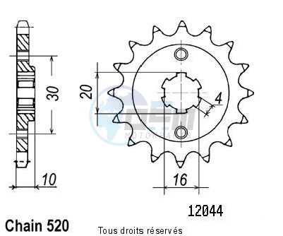 Product image: Sifam - 12044CZ13 - Sprocket Cagica 125 Super City 125 K7 - 125 N90 90-92 12044cz   13 teeth   TYPE : 520  0