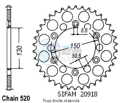 Product image: Sifam - 20918CZ50 - Chain wheel rear Xr 600 R 88-90   Type 520/Z50  0