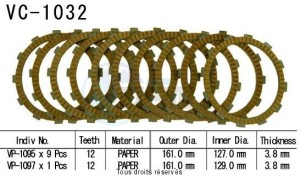 Product image: Kyoto - VC1032 - Clutch Plate kit complete Gl1500 Se Gold Wind 90-00   