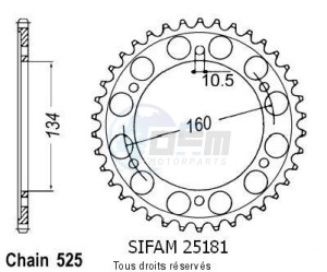 Product image: Sifam - 25181CZ45 - Chain wheel rear Honda Cbr 600 F1 2001   Type 525/Z45 