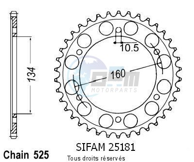 Product image: Sifam - 25181CZ45 - Chain wheel rear Honda Cbr 600 F1 2001   Type 525/Z45  0