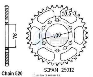 Product image: Sifam - 25012CZ37 - Chain wheel rear Gn 400 Lt 80-82   Type 520/Z37 