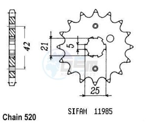 Product image: Esjot - 50-32016-15 - Sprocket TT Yamaha - 520 - 15 Teeth -  Identical to JTF569 - Made in Germany 