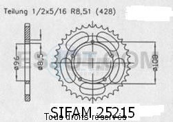 Product image: Sifam - 25215CZ52 - Chain wheel rear Mz 125 Enduro 01-02   Type 428/Z52 