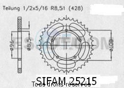Product image: Sifam - 25215CZ52 - Chain wheel rear Mz 125 Enduro 01-02   Type 428/Z52  0