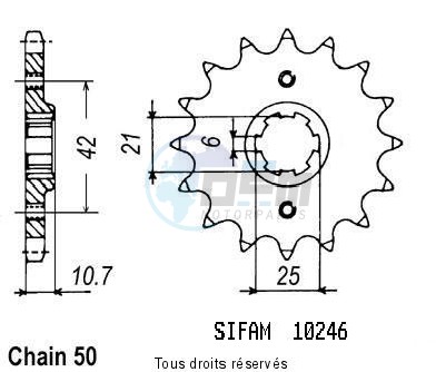 Product image: Sifam - 10246CZ17 - Sprocket Cbx 550 F 86-87 Cb 650 S Custom 82-84 10246cz   17 teeth   TYPE : 530  0