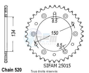 Product image: Sifam - 25015CZ48 - Chain wheel rear Kawasaki 125/250 Kx 1983-2007 Type 520/Z48 