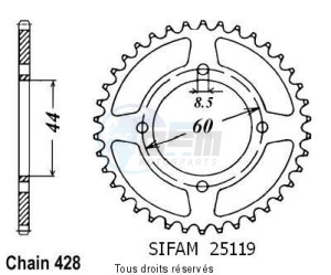 Product image: Sifam - 25119CZ41 - Chain wheel rear Dt 80 Mx Espagne 84-8   Type 428/Z41 