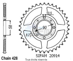 Product image: Sifam - 20914CZ51 - Chain wheel rear Xls/Xr 125 79-87   Type 428/Z51 